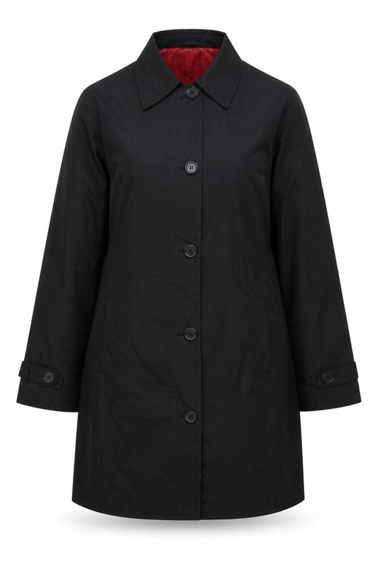 Essence Evans Women's Black UK 22 Mid-Length Button Overcoat Lined