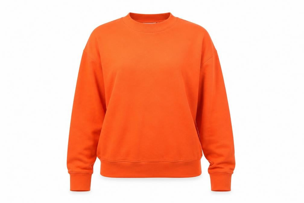 Front view of Weekday Women’s Orange XS Pullover Crew Neck Sweatshirt