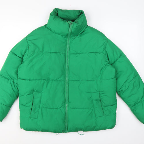 New Look Women’s Green UK 10 Quilted Puffer Jacket Full Zip