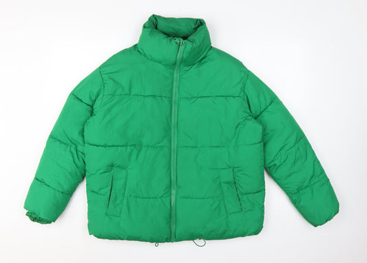New Look Women’s Green UK 10 Quilted Puffer Jacket Full Zip