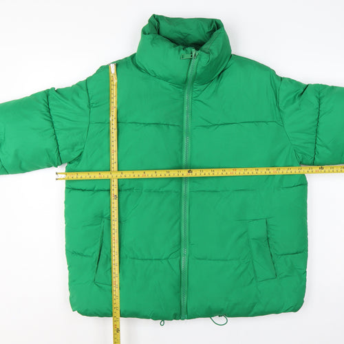 New Look Women’s Green UK 10 Quilted Puffer Jacket Full Zip