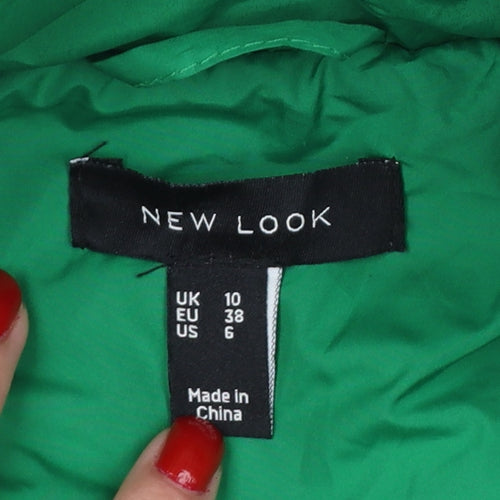 New Look Women’s Green UK 10 Quilted Puffer Jacket Full Zip