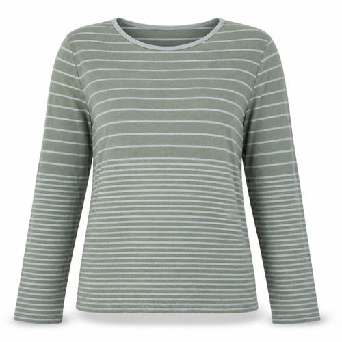 Jigsaw Women’s Green L Basic Striped Cotton Long Sleeve T-Shirt