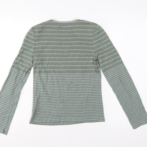 Jigsaw Women’s Green L Basic Striped Cotton Long Sleeve T-Shirt