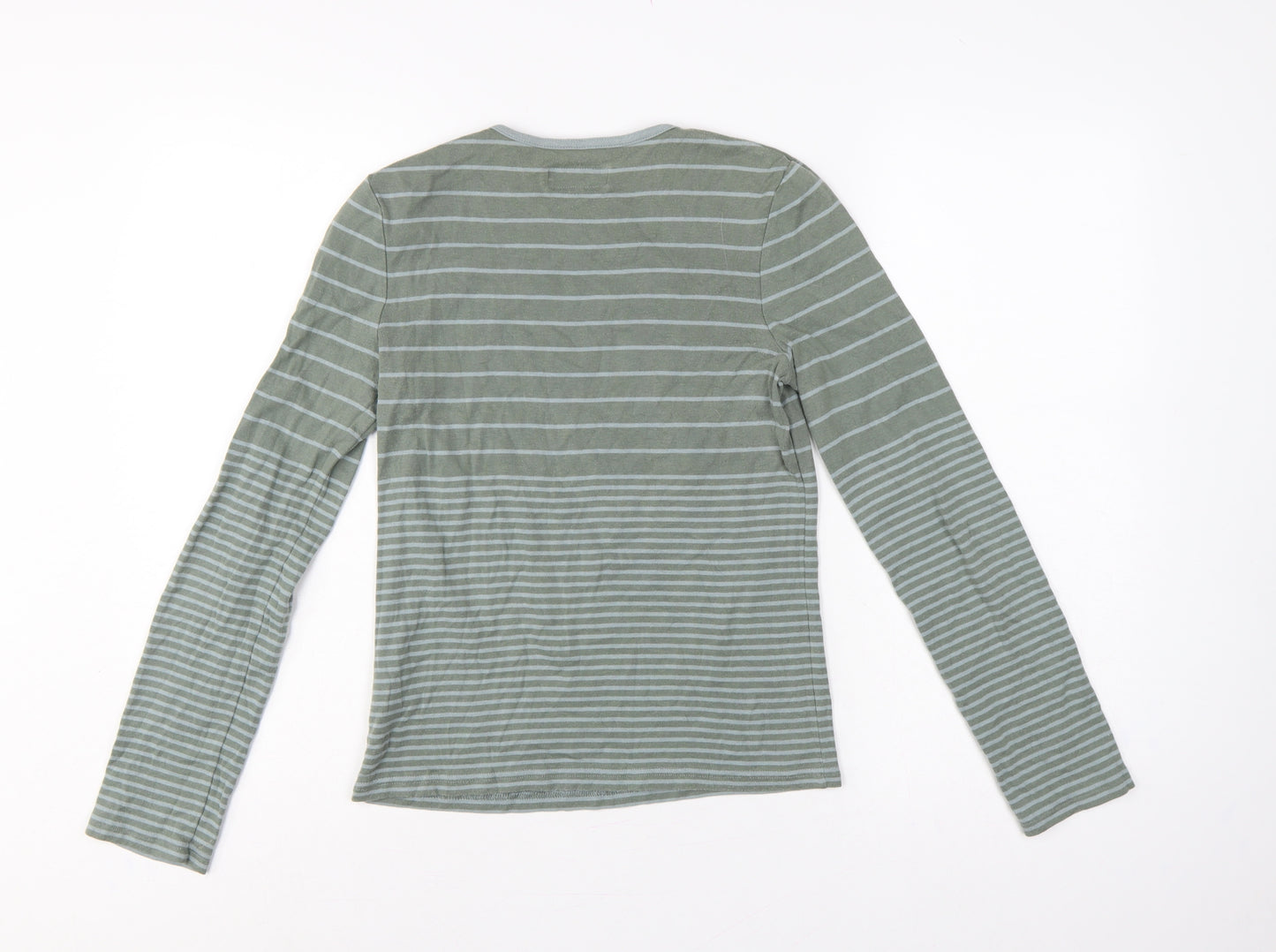 Jigsaw Women’s Green L Basic Striped Cotton Long Sleeve T-Shirt