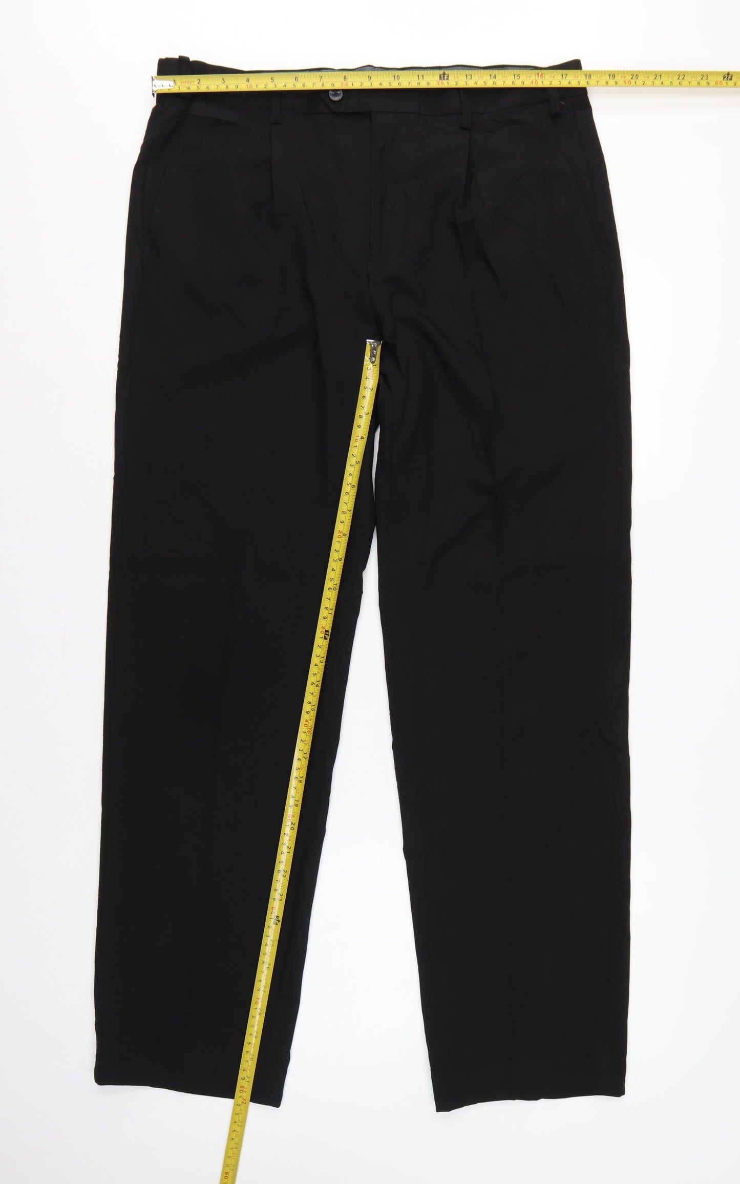 Marks and Spencer Men Black 33in Regular Straight Dress Trousers