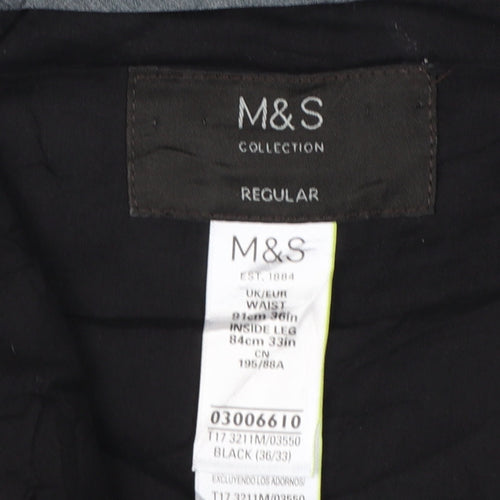 Marks and Spencer Men Black 33in Regular Straight Dress Trousers