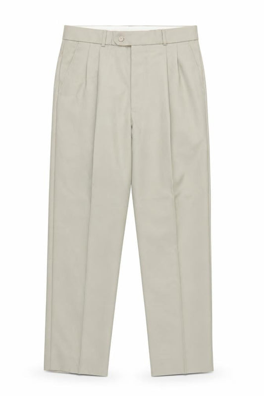 Premier Man Men's Beige 34S Pleated Tapered Dress Trousers