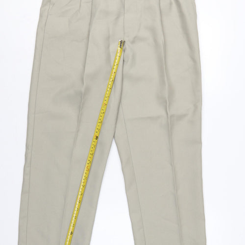 Premier Man Men's Beige 34S Pleated Tapered Dress Trousers