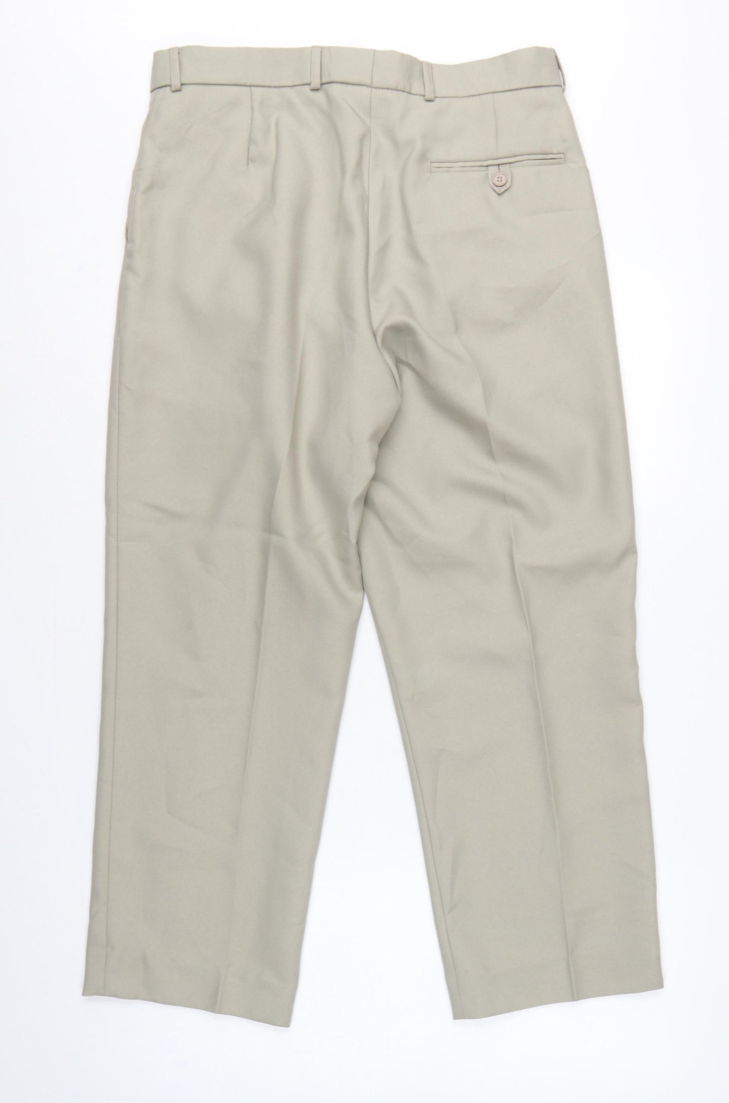 Premier Man Men's Beige 34S Pleated Tapered Dress Trousers