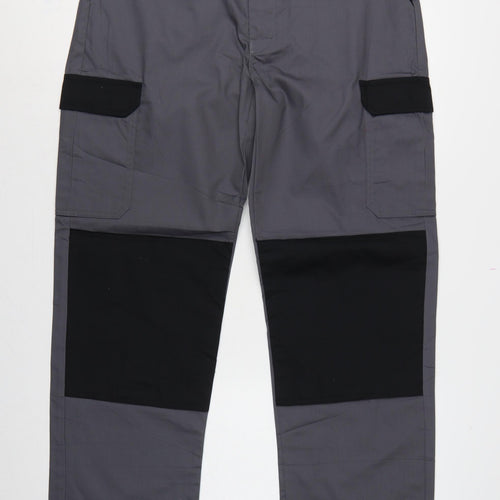 Proluxe Men’s Grey 36T Cargo Work Trousers Straight Leg Pockets