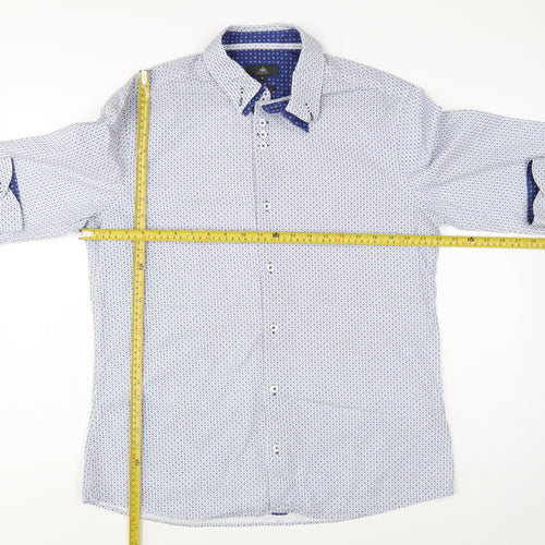 Next Tailoring Men’s Blue Geometric Slim Fit XL Cotton Shirt