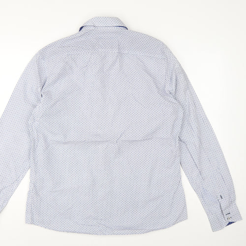 Next Tailoring Men’s Blue Geometric Slim Fit XL Cotton Shirt
