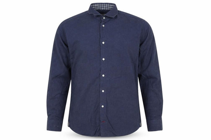 Tommy Hilfiger Men Blue 16.5 Slim Fit Linen Button Down Shirt
