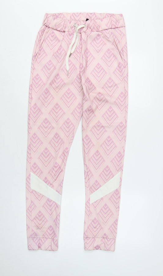 Pepsi x boohoo Women's Pink UK 8 Geometric Cuffed Jogger Trousers