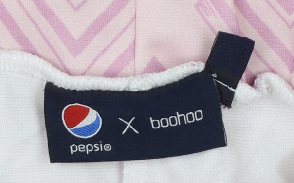 Pepsi x boohoo Women's Pink UK 8 Geometric Cuffed Jogger Trousers