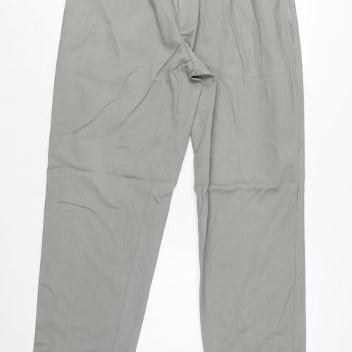 Maine New England Men's Grey 34R Chino Trousers Straight Leg Cotton