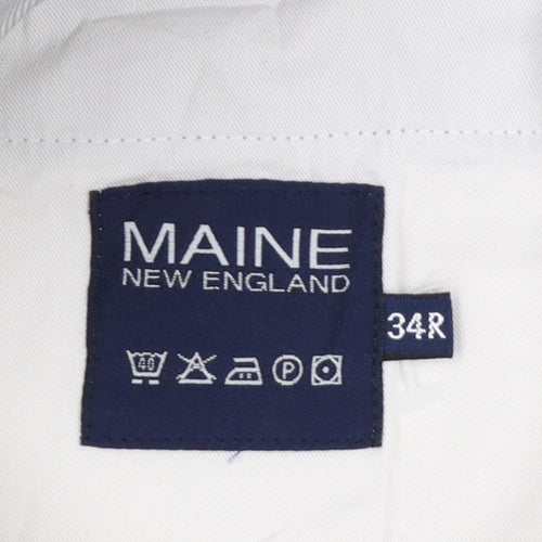 Maine New England Men's Grey 34R Chino Trousers Straight Leg Cotton