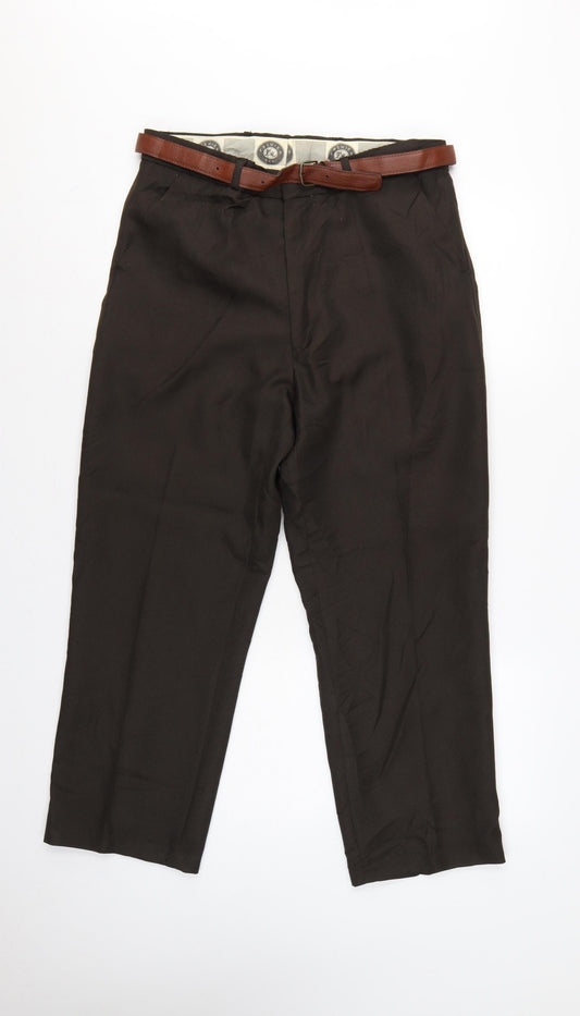 Premier Man Men's Black 34S Pleated Straight Dress Trousers