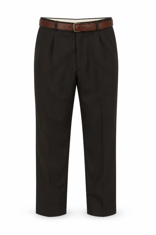 Premier Man Men's Black 34S Pleated Straight Dress Trousers