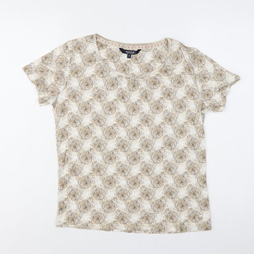 Maine New England Women’s Beige Floral T-Shirt Size 12 Short Sleeve