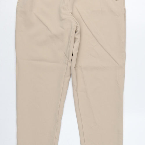 Zara Women Beige High Rise Tapered Tailored Trousers Size S
