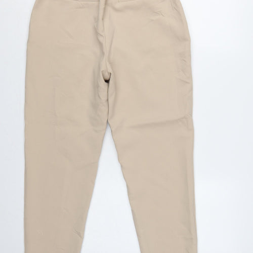 Zara Women Beige High Rise Tapered Tailored Trousers Size S