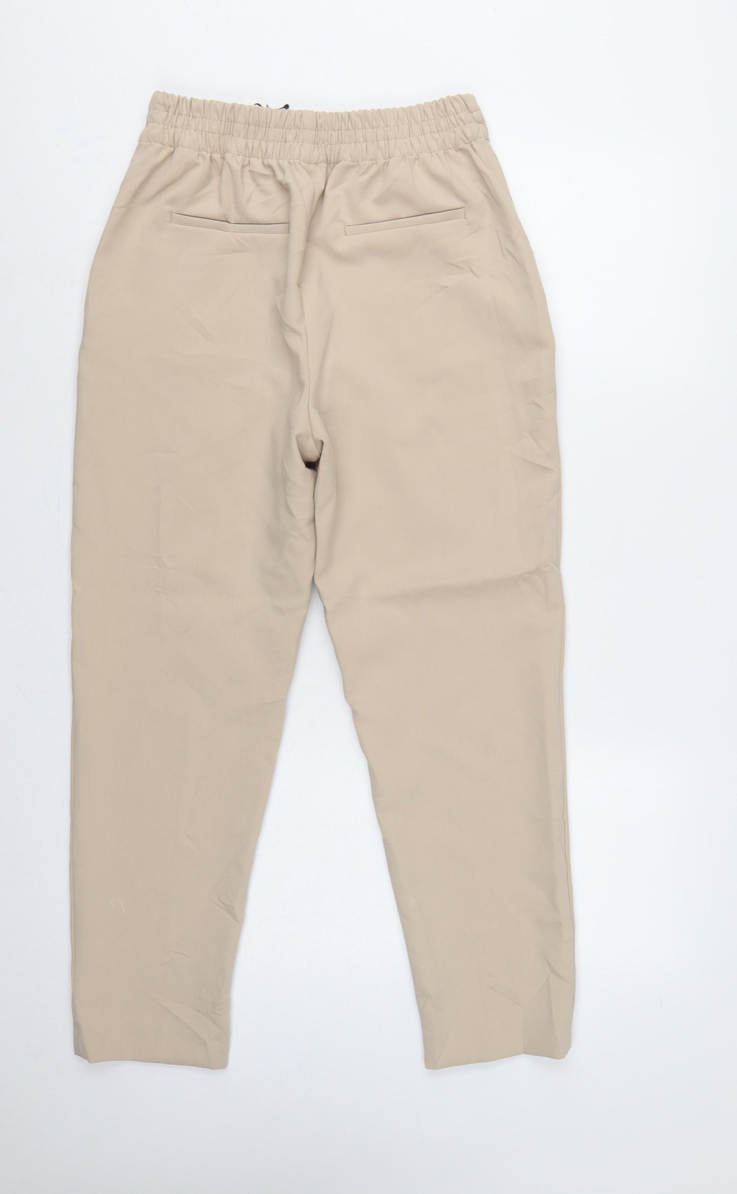 Zara Women Beige High Rise Tapered Tailored Trousers Size S