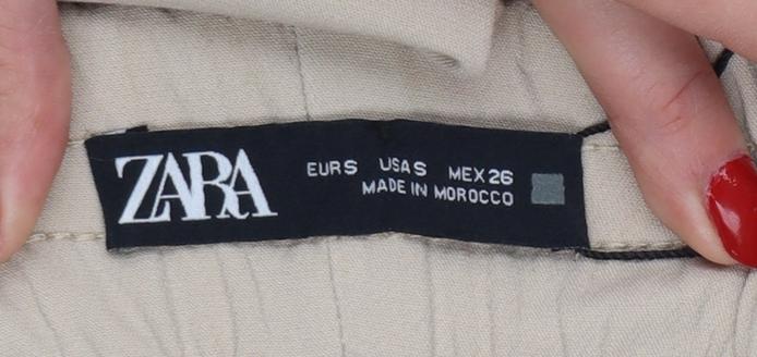 Zara Women Beige High Rise Tapered Tailored Trousers Size S
