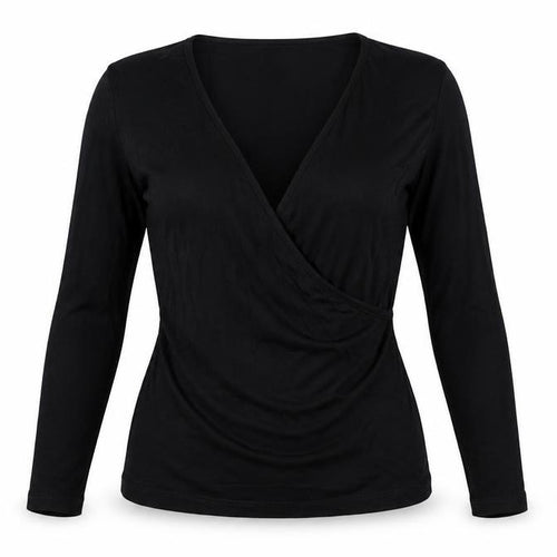 ASOS Women’s Black UK 14 Long Sleeve V-Neck Wrap Jersey Top