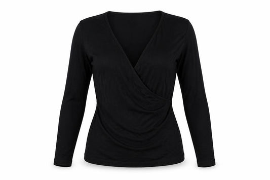 ASOS Women’s Black UK 14 Long Sleeve V-Neck Wrap Jersey Top