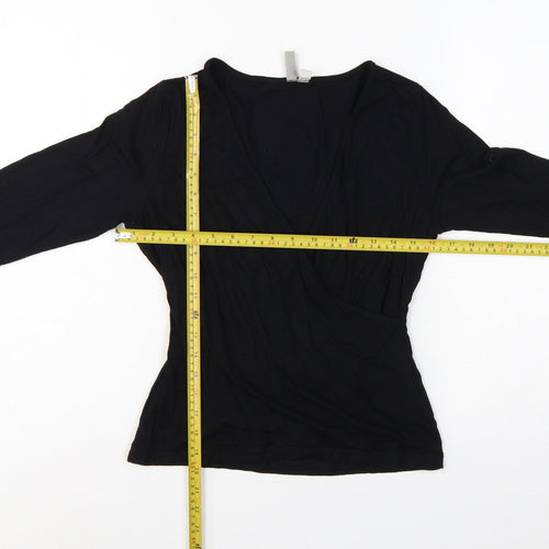 ASOS Women’s Black UK 14 Long Sleeve V-Neck Wrap Jersey Top