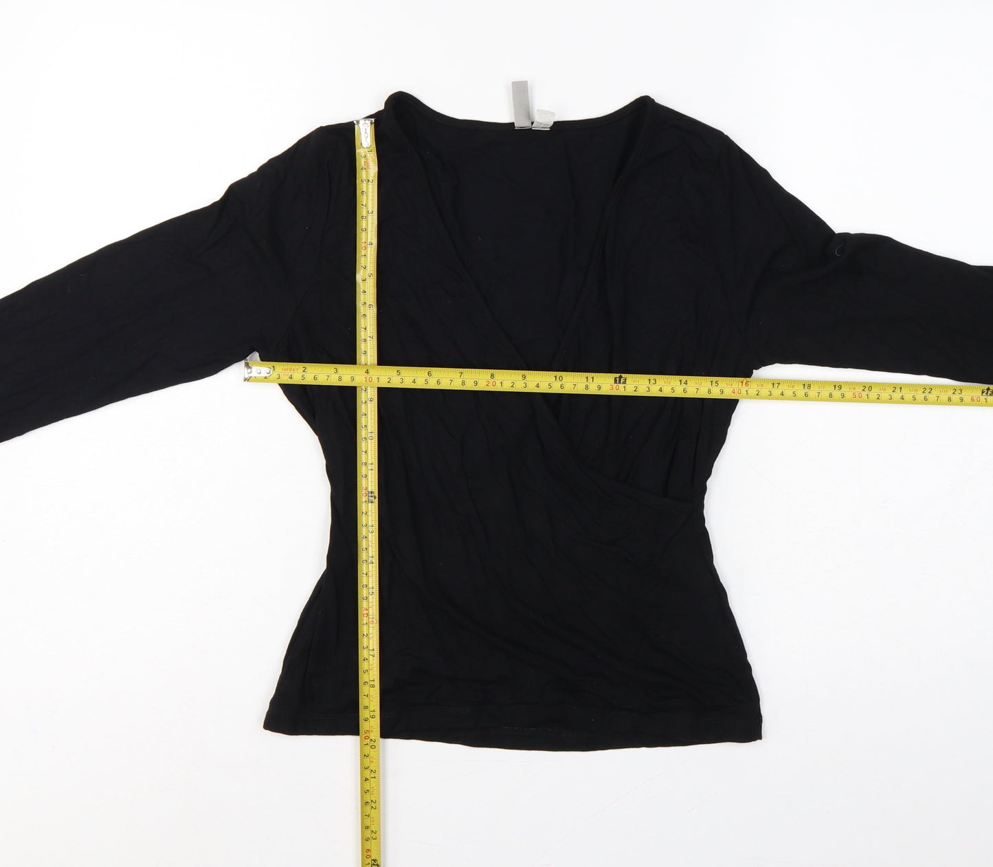 ASOS Women’s Black UK 14 Long Sleeve V-Neck Wrap Jersey Top