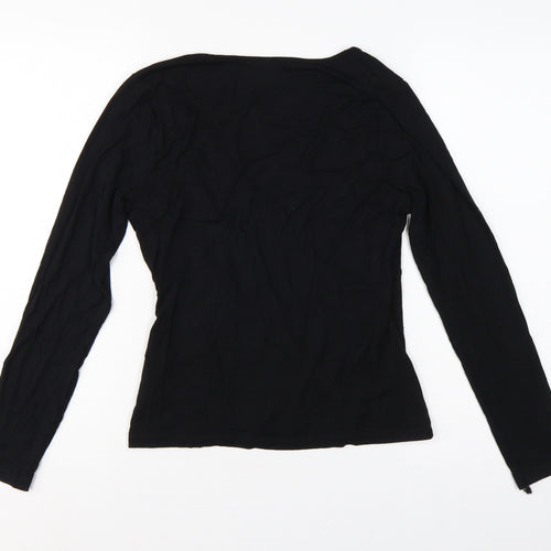 ASOS Women’s Black UK 14 Long Sleeve V-Neck Wrap Jersey Top