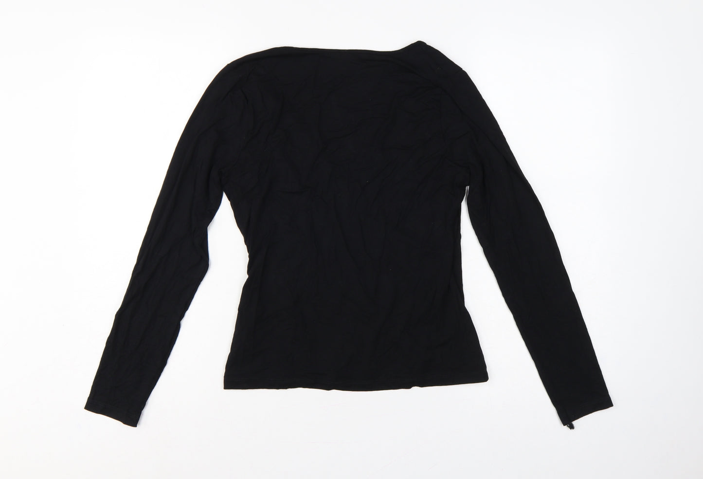 ASOS Women’s Black UK 14 Long Sleeve V-Neck Wrap Jersey Top