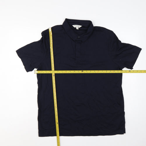 Autograph Men Blue XL Supima Cotton Short Sleeve Polo Shirt