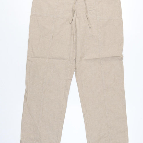 Isle Women’s Beige Size 10 Cotton Drawstring Straight Leg Trousers