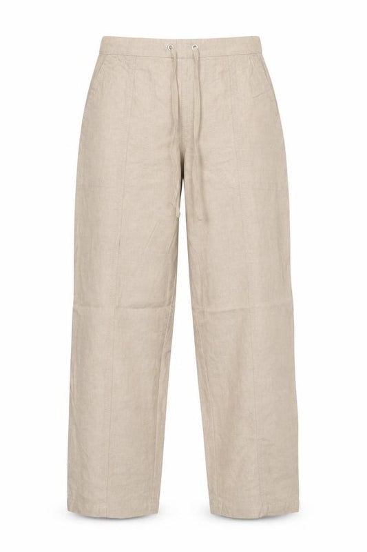 Isle Women’s Beige Size 10 Cotton Drawstring Straight Leg Trousers