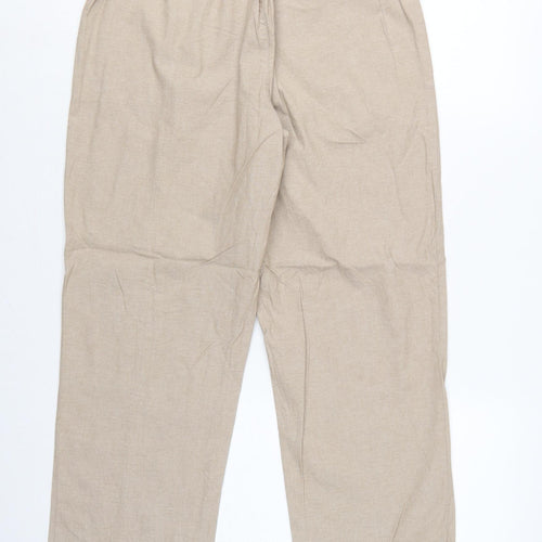 Isle Women’s Beige Size 10 Cotton Drawstring Straight Leg Trousers