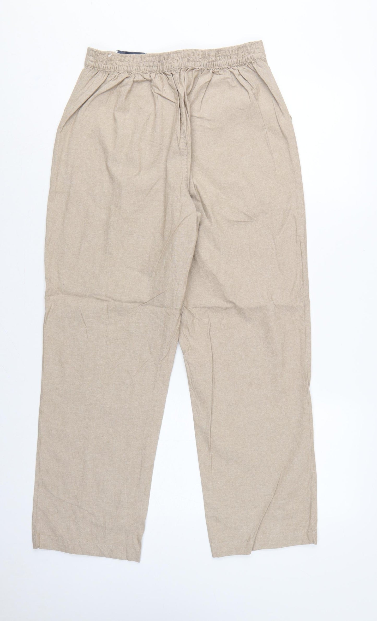 Isle Women’s Beige Size 10 Cotton Drawstring Straight Leg Trousers