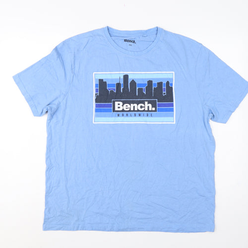 Bench Men's Blue XXL City Skyline Graphic Print Crew Neck T-Shirt