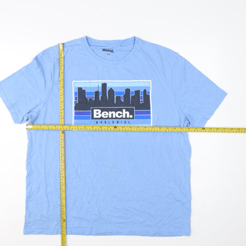 Bench Men's Blue XXL City Skyline Graphic Print Crew Neck T-Shirt