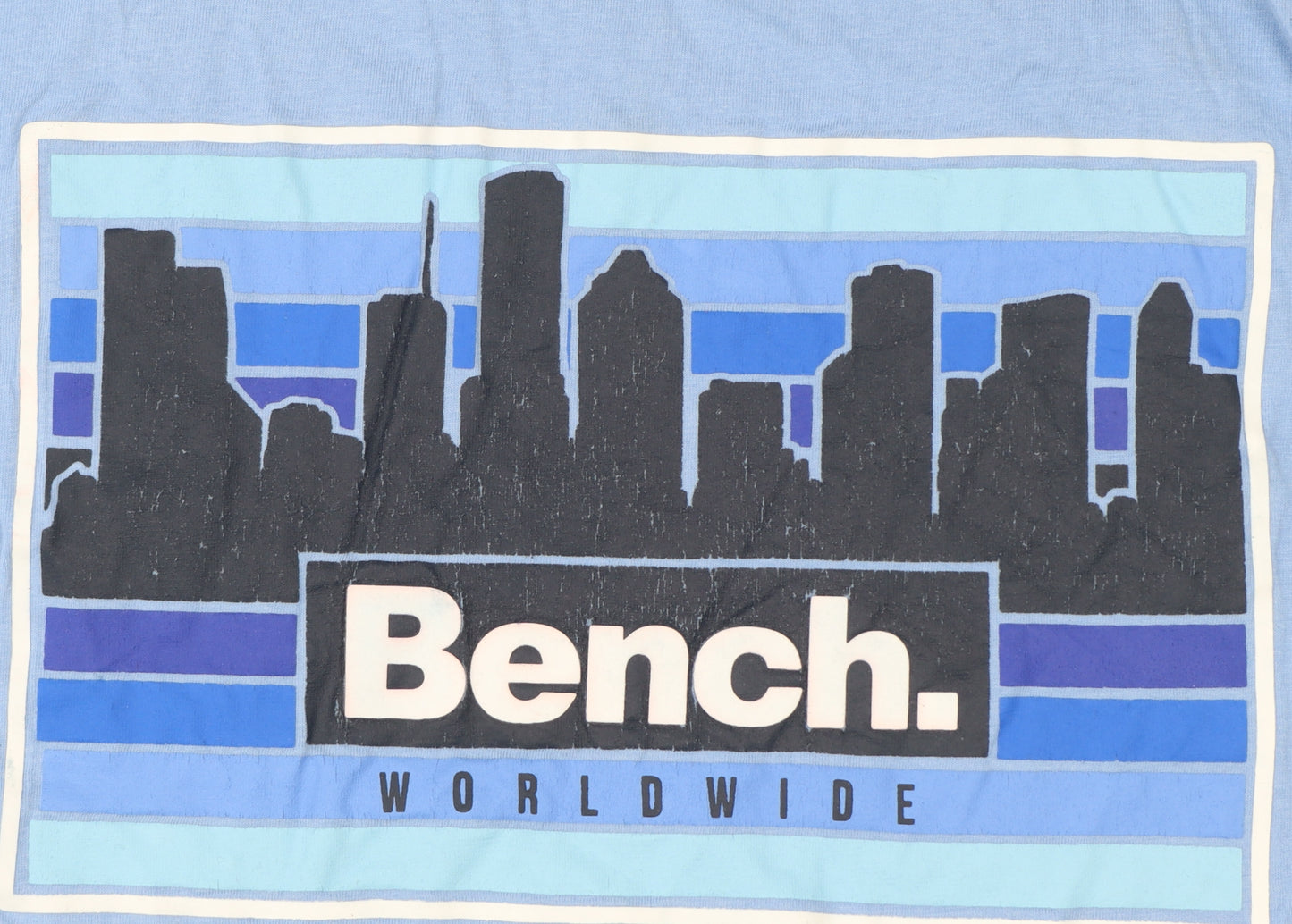 Bench Men's Blue XXL City Skyline Graphic Print Crew Neck T-Shirt