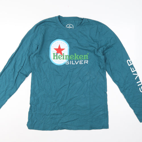 Heineken Men Blue L Long Sleeve Graphic Logo Pyjama Top