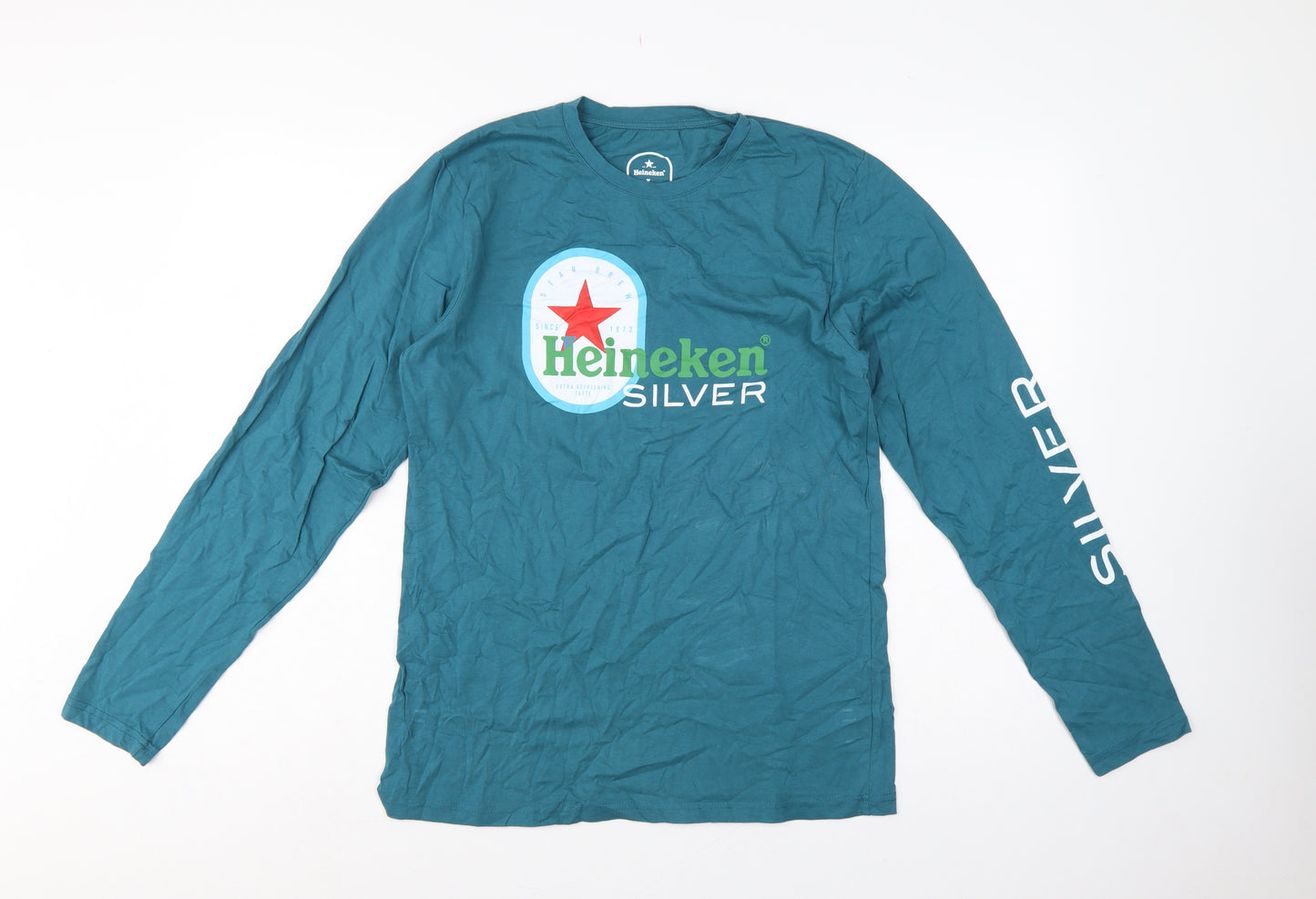 Heineken Men Blue L Long Sleeve Graphic Logo Pyjama Top