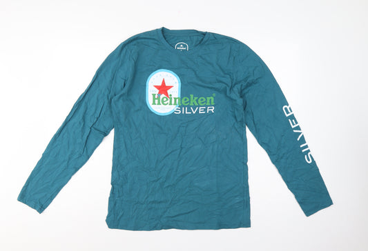 Heineken Men Blue L Long Sleeve Graphic Logo Pyjama Top