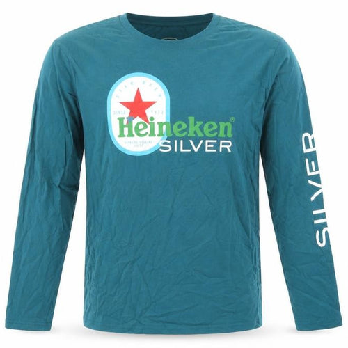 Heineken Men Blue L Long Sleeve Graphic Logo Pyjama Top