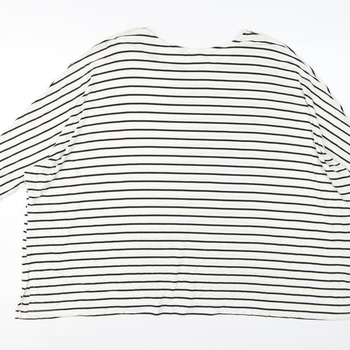 Roman Women White Black Striped Size 14 Relaxed Viscose T-Shirt