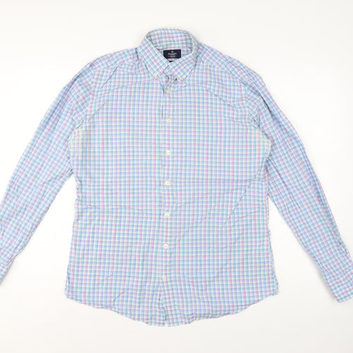 Hackett London Men’s Blue Check Slim Fit Cotton Shirt Medium