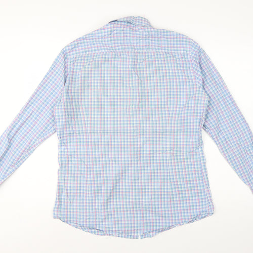 Hackett London Men’s Blue Check Slim Fit Cotton Shirt Medium